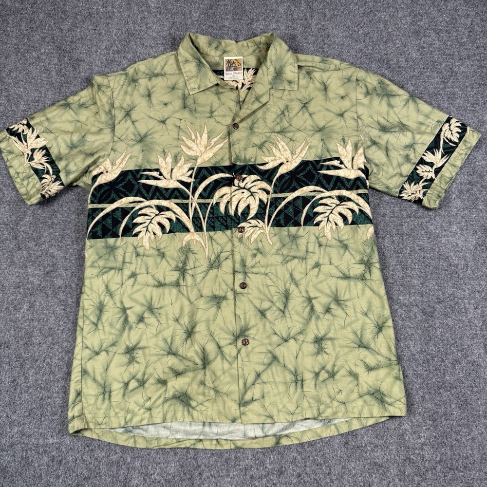 🌿 Winnie Fashion Hawaii Shirt XL Bird of Paradise Green Tropical Rayon Aloha